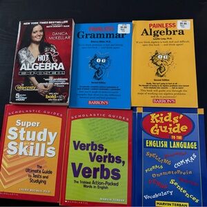 High school Algebra books, English grammar books, study skills book
